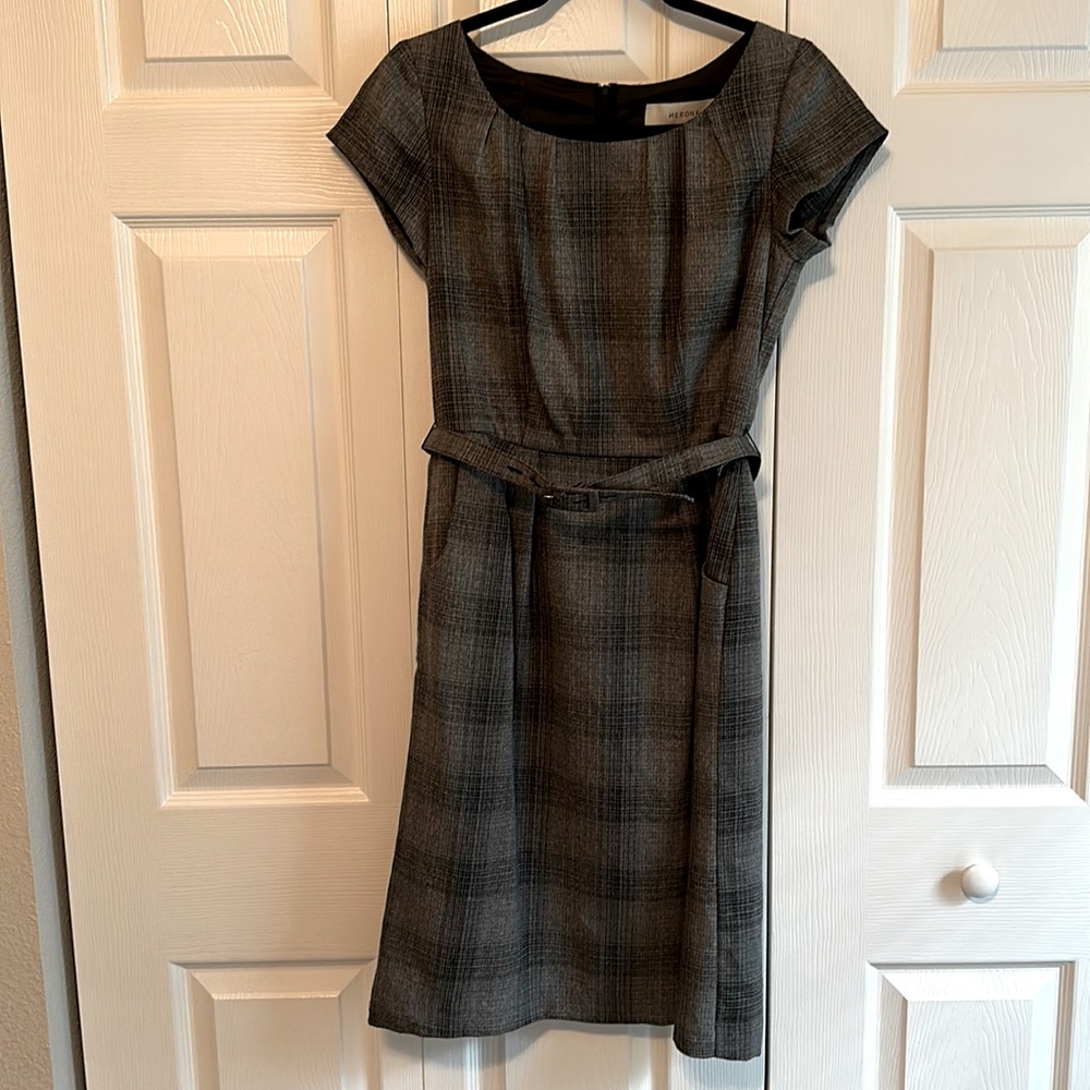 Merona gray plaid pattern dress, knee length